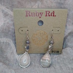 Pink Teardrop Glitter Stone Earrings
